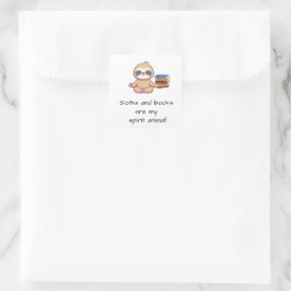 Leuke luiaard en boeken vierkante sticker
