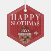 Leuke luiaard gepersonaliseerd jaar gelukkig sloth glas ornament (Voorkant)