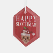 Leuke luiaard gepersonaliseerd jaar gelukkig sloth glas ornament (Voorkant links)