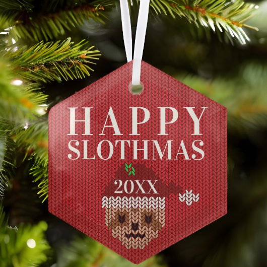Leuke luiaard gepersonaliseerd jaar gelukkig sloth glas ornament