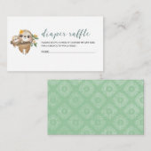 Leuke luiaard groen Waterverf baby shower diape Informatiekaartje (Voorkant / Achterkant)