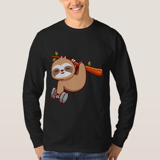 Leuke luiaard Holding Dumbbell T-shirt (Voorkant)