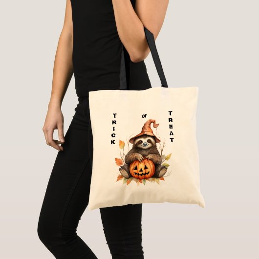 Leuke luiaard Kinder Trick or treat Halloween Tote Bag (Voorkant (product))