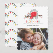 Leuke luiaard kleurrijke kerstfoto feestdagenkaart (Voorkant / Achterkant)