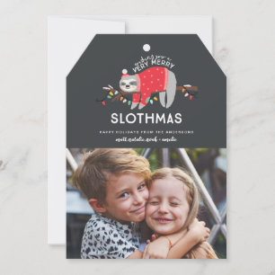 Leuke luiaard kleurrijke kerstfoto feestdagenkaart