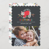 Leuke luiaard kleurrijke kerstfoto feestdagenkaart (Voorkant / Achterkant)