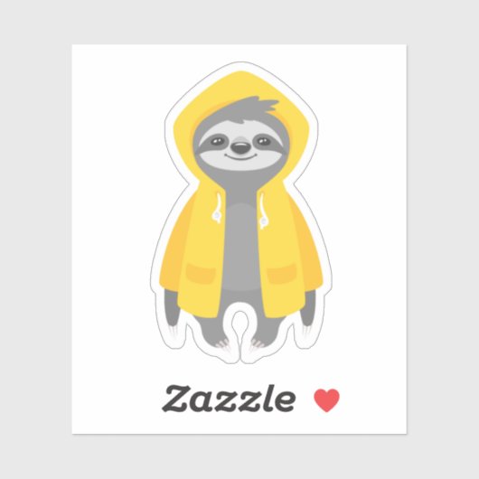 Leuke luiaard met een regenjas sticker (Vel)