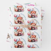 Leuke luiaard otter rode panda verjaardagsfeest inpakpapier vel (In situ)