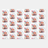Leuke luiaard otter rode panda verjaardagsfeest inpakpapier vel (Voorkant)