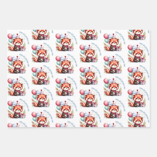 Leuke luiaard otter rode panda verjaardagsfeest inpakpapier vel (Voorkant)