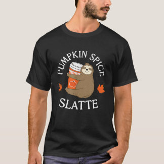 Leuke luiaard pompoen kruiden latte koffie Herfst T-shirt