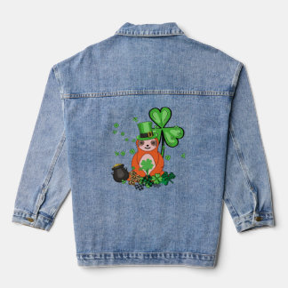 Leuke luiaard Shamrock C Lazy St Patricks Dag Denim Jacket