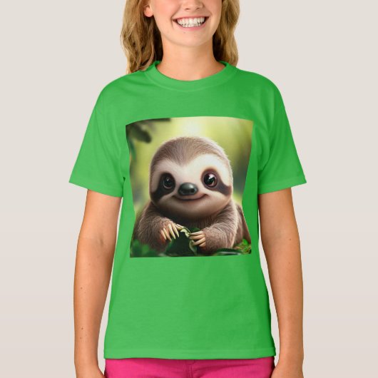Leuke luiaard T Shirt - schattige dierlijke Shirte (Voorkant)