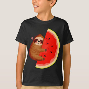 Leuke luiaard & watermeloen meloen zomer tropische t-shirt