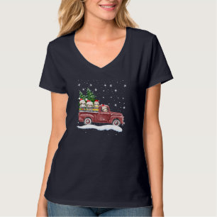 Leuke luiaards met rode truck grappige kerst t-shirt