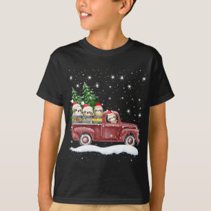 Leuke luiaards met rode truck grappige kerst t-shirt