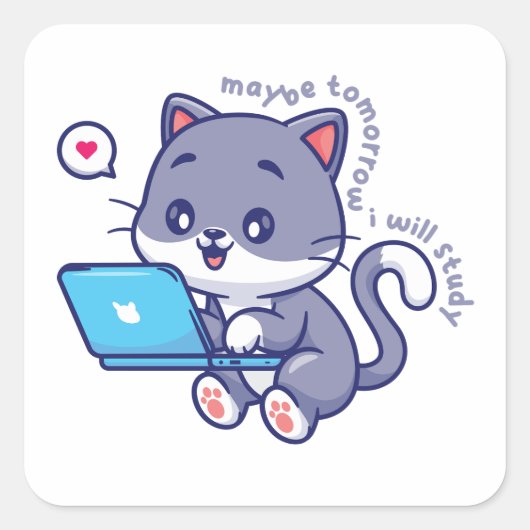 Leuke luie student - misschien ga ik morgen studer vierkante sticker (Voorkant)