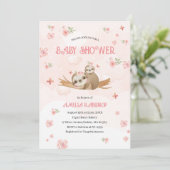 Leuke Luifelroze bloemetjes baby shower waterverf  Kaart (Staand voorkant)