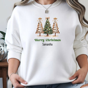 Leuke Luipaard Kerstbomen cadeau voor haar jogging Hoodie