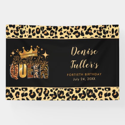 Leuke Luipaard Verjaardag Koningin Veertig Verjaar Spandoek (Horizontaal)