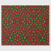 Leuke luipaardprint dierenpatroon neon groen rood cadeaupapier (Vlak)
