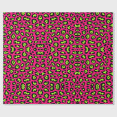 Leuke luipaardprint neon chartreuse groen heet roz cadeaupapier (Vlak)