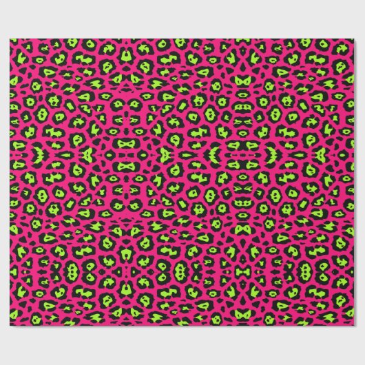 Leuke luipaardprint neon chartreuse groen heet roz cadeaupapier (Vlak)