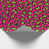 Leuke luipaardprint neon chartreuse groen heet roz cadeaupapier (Hoek)