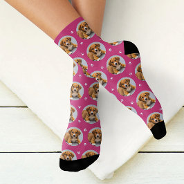 Leuke Magenta Honden Foto Pootafdruk Sokken