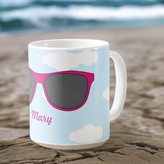 Leuke magenta zonnebril tegen Blue Sky Coffee Mok