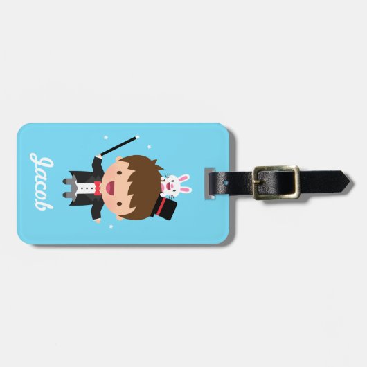 Leuke Magician Magic Bunny Trick Voor Kinderen Bagagelabel (Voorkant horizontaal)