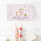 Leuke Magische Eenhoorn Lila Paarse Kinderen Verja Spandoek (Insitu)