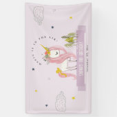 Leuke Magische Eenhoorn Lila Paarse Kinderen Verja Spandoek (Verticaal)
