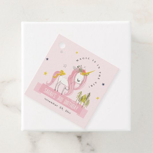 Leuke Magische Eenhoorn Roze Blush Kids Verjaardag Bedankjes Labels (In situ)