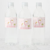 Leuke Magische Eenhoorn Roze Blush Kids Verjaardag Waterfles Etiket (Flessen)