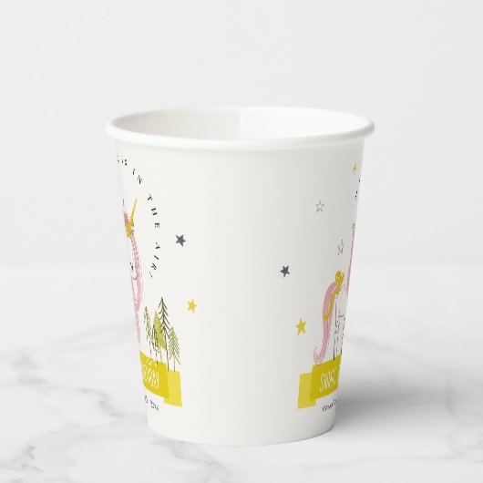 Leuke Magische Eenhoorn Roze Gele Kids Verjaardag Papieren Bekers (Links)