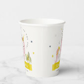 Leuke Magische Eenhoorn Roze Gele Kids Verjaardag Papieren Bekers (Rechts)