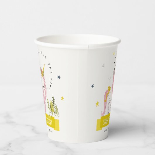 Leuke Magische Eenhoorn Roze Gele Kids Verjaardag Papieren Bekers (Rechts)