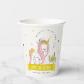 Leuke Magische Eenhoorn Roze Gele Kids Verjaardag Papieren Bekers (Voorkant)