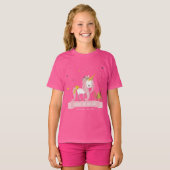 Leuke Magische Eenhoorn Roze Gele Kids Verjaardag T-shirt (Voorkant volledig)