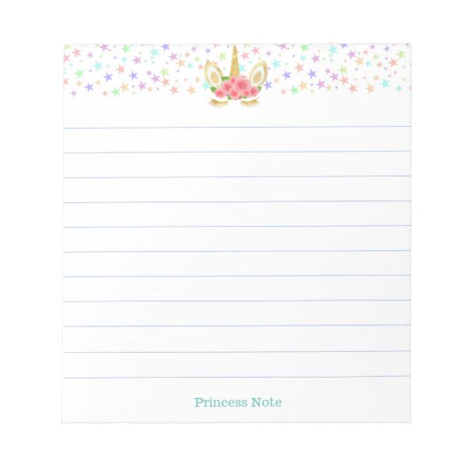 Leuke magische eenhoorn & veelkleurige sterren bek notitieblok (Voorkant)