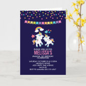 Leuke Magische Eenhoorns met een Verjaardag van de Kaart (Gele Bloem)