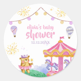 Leuke Magische Hete Luchtballon Carrousel Baby sho Ronde Sticker