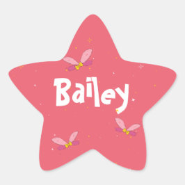 Leuke magische sprookjesvleugels en Sparkles Peach Ster Sticker