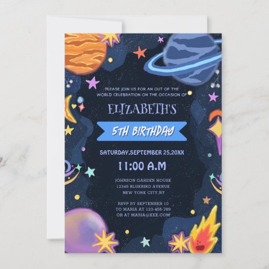 Leuke magische unieke galaxy thema kind's verjaard kaart (Voorkant)