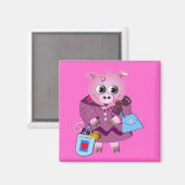 Leuke magneet Miss Piggy houdt van winkelen (Voorkant / Achterkant)