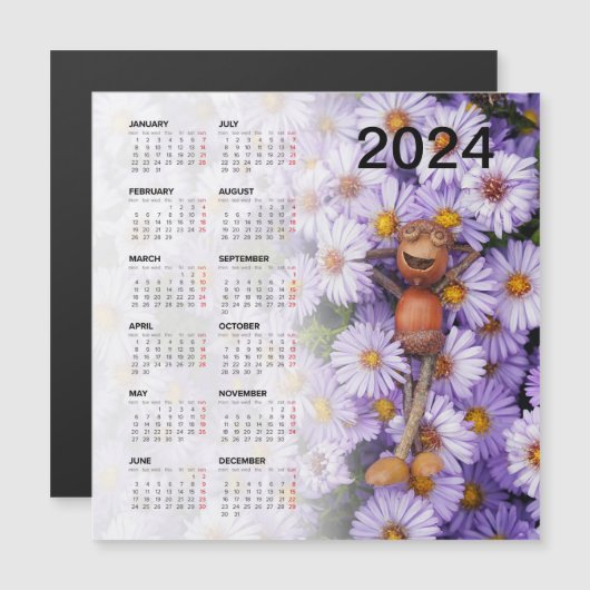 Leuke magnetische kalender 2024 op de koelkast (Voorkant / Achterkant)
