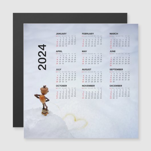 Leuke magnetische kalender 2024 op de koelkast (Voorkant / Achterkant)