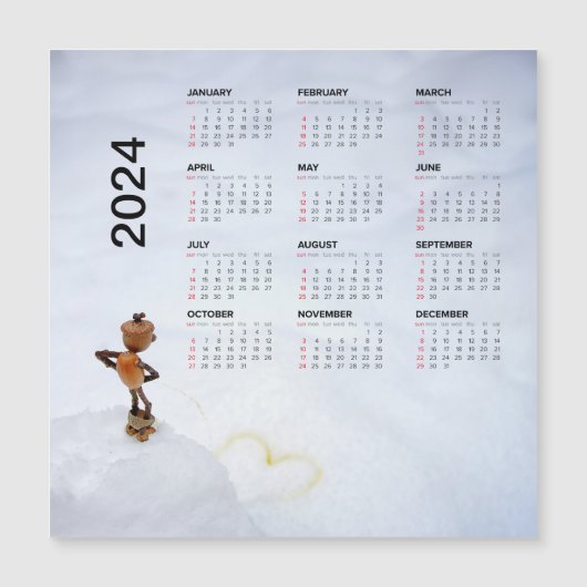 Leuke magnetische kalender 2024 op de koelkast (Voorkant)
