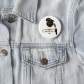 Leuke Magpie Bird met aangepaste naam of tekst Ronde Button 5,7 Cm (In situ)